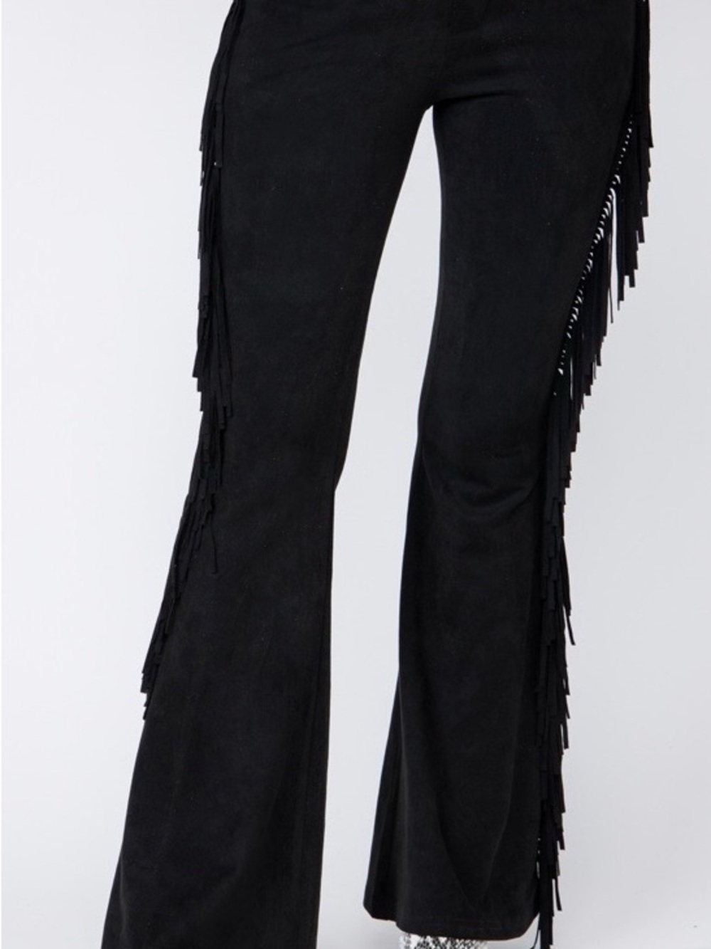 Vocal Black Fringe Flare Pants